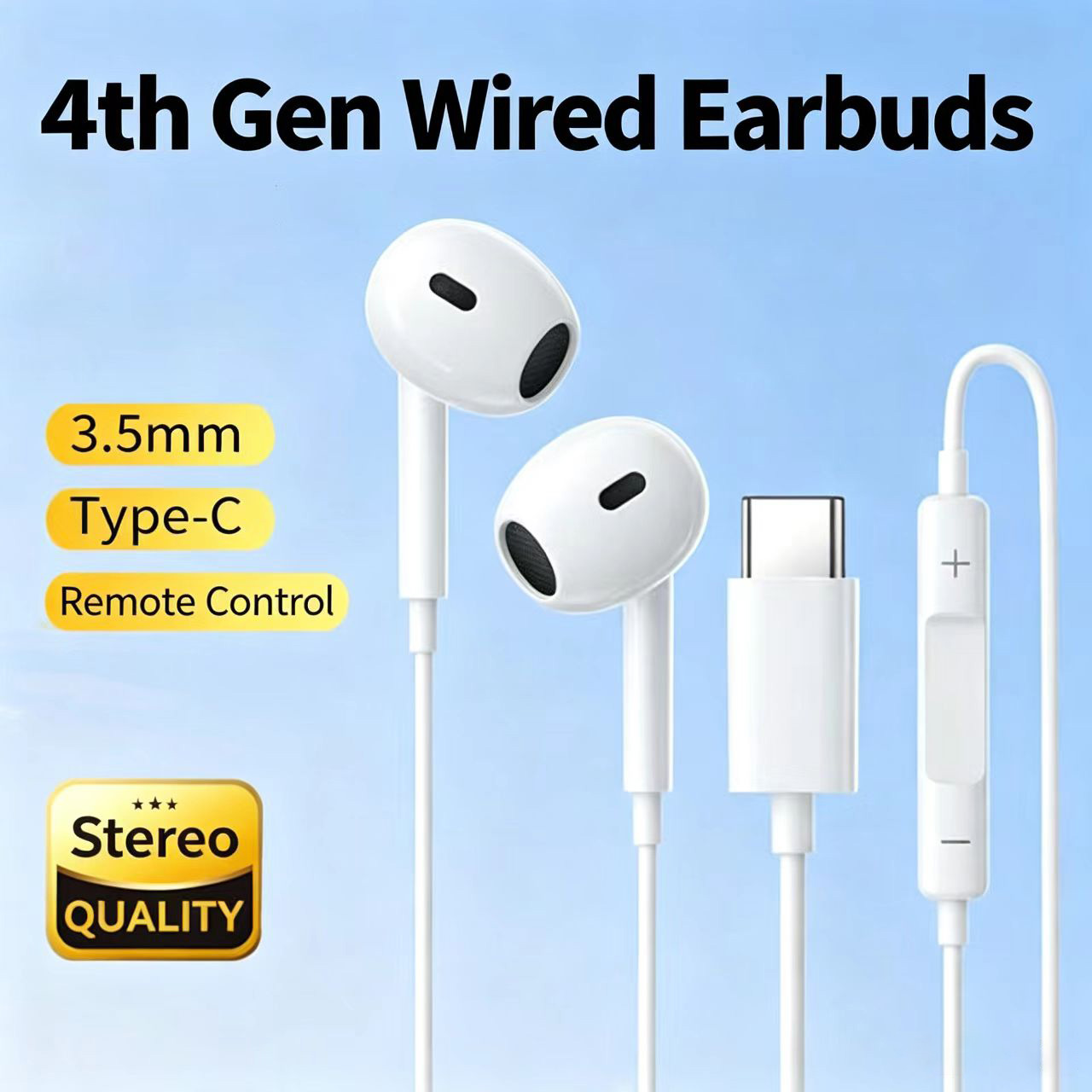 Type C Wired Earphones With Mic - Fone de ouvido semi-intra-auricular com fio,