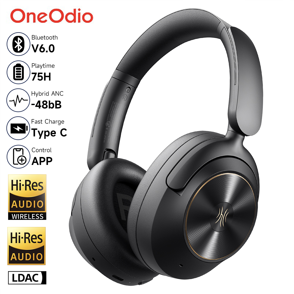 Type C Wired Earphones With Mic - Oneodio A6 ANC Fones de ouvido