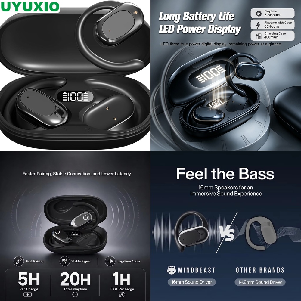 Bone Conduction Running Headphones - Fones de Ouvido de Orelha Aberta
