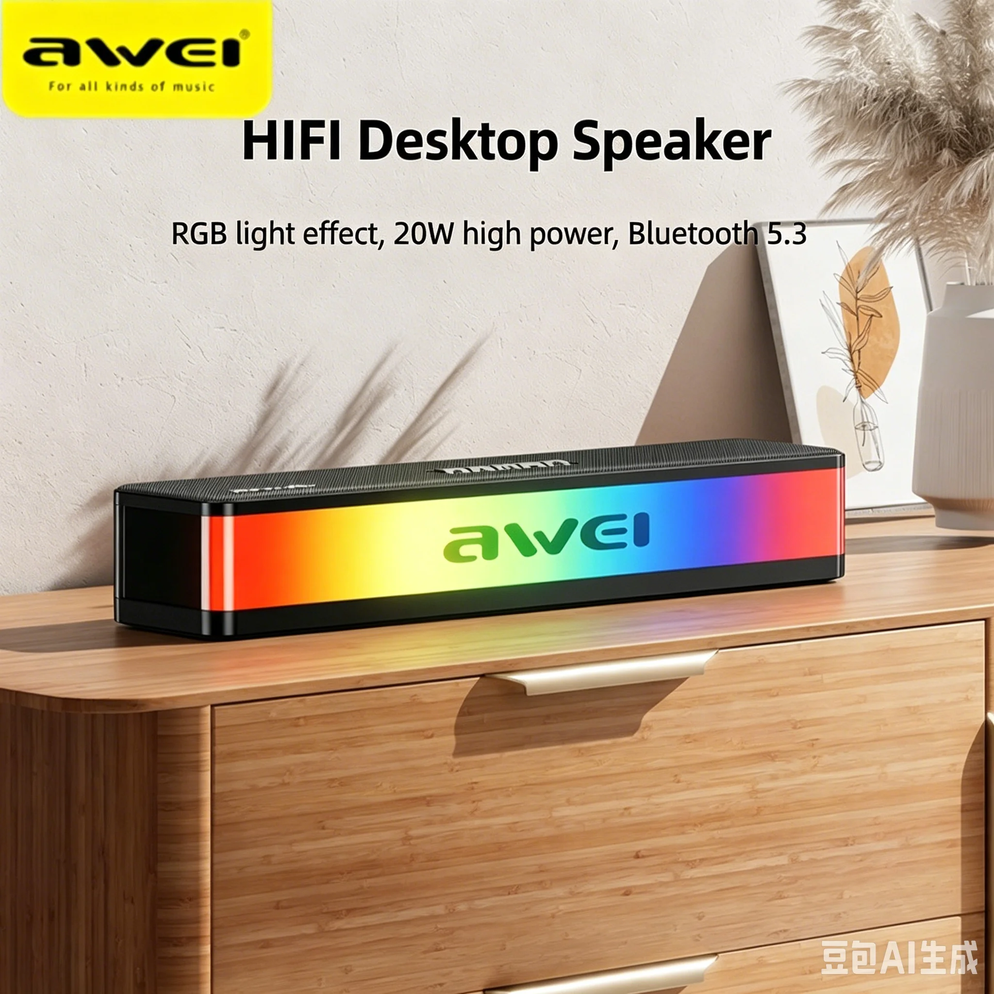 Caixa de Som Bluetooth RGB 20W - Rgb Computer Soundbar For Pc avaliação e preço