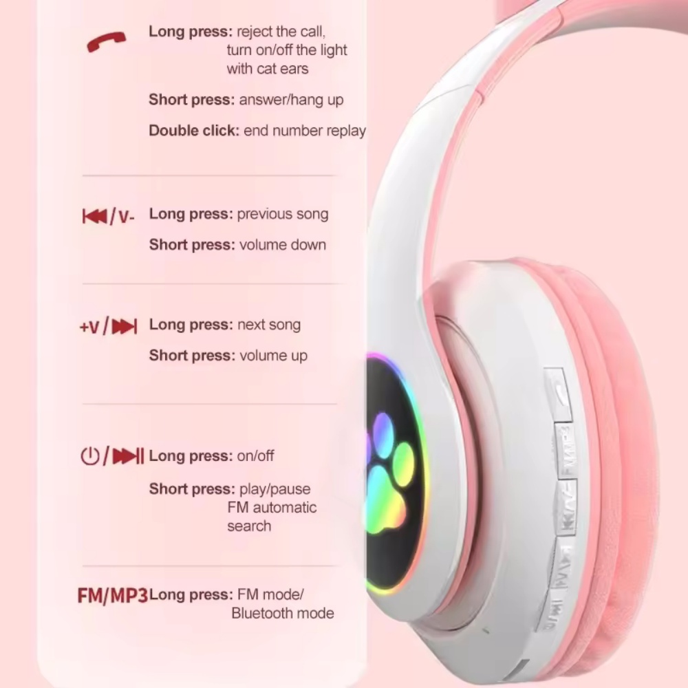 Fone de Ouvido Sem Fio com Ore - Cat Ear Bluetooth Headset Led avaliação e preço